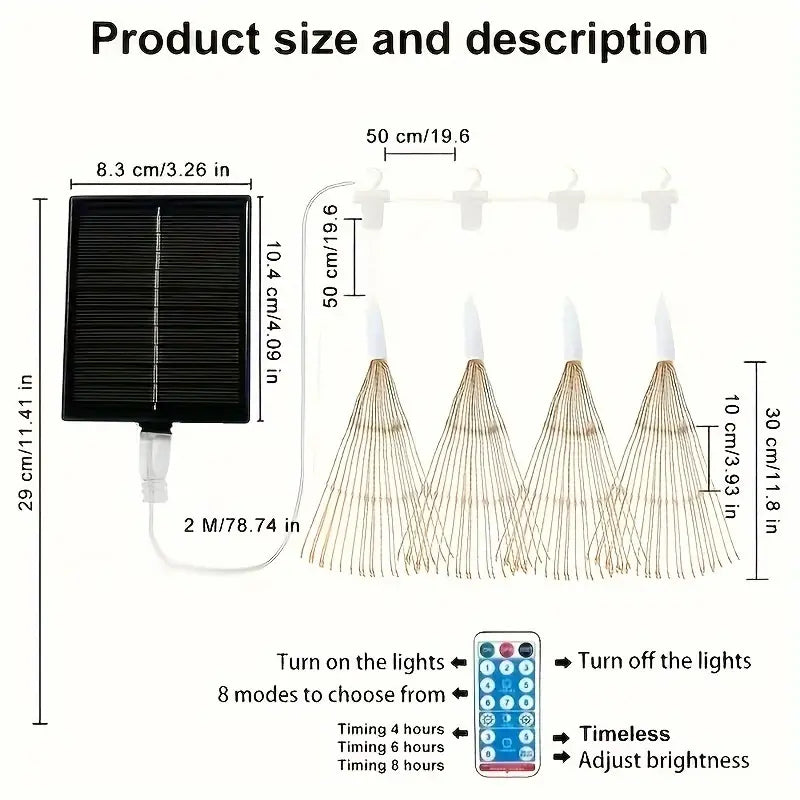 4 Pack, Suspended Solar Fireworks Light