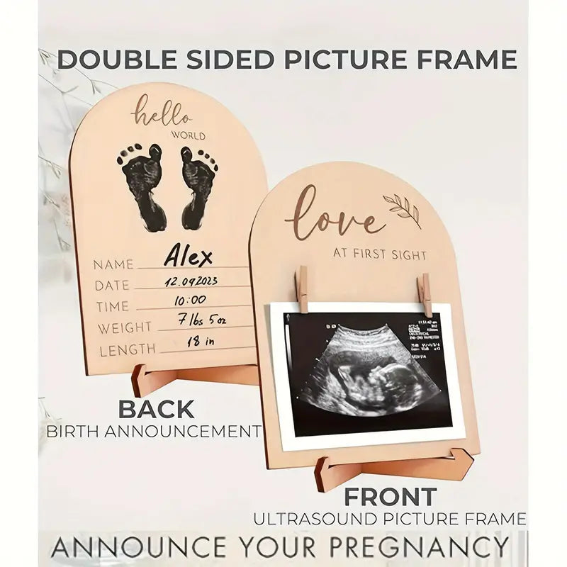 Charming Double-Sided Wooden Ultrasound Picture Frame