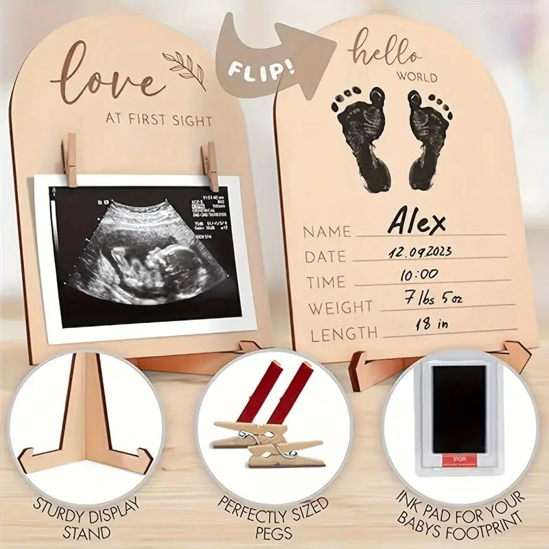 Charming Double-Sided Wooden Ultrasound Picture Frame